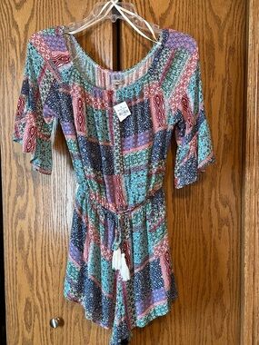 Hollister Multicolor Patchwork Short Romper-Medium
